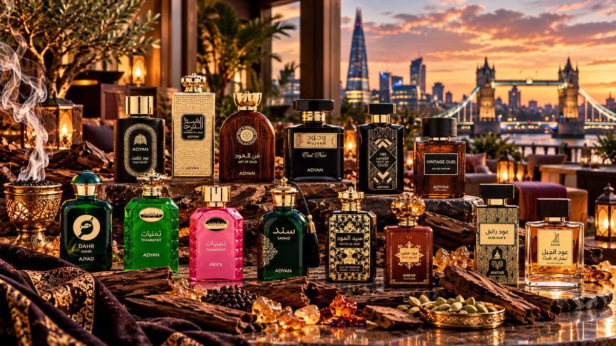 Affordable and luxury mens oud perfumes with agarwood in a premium London setting