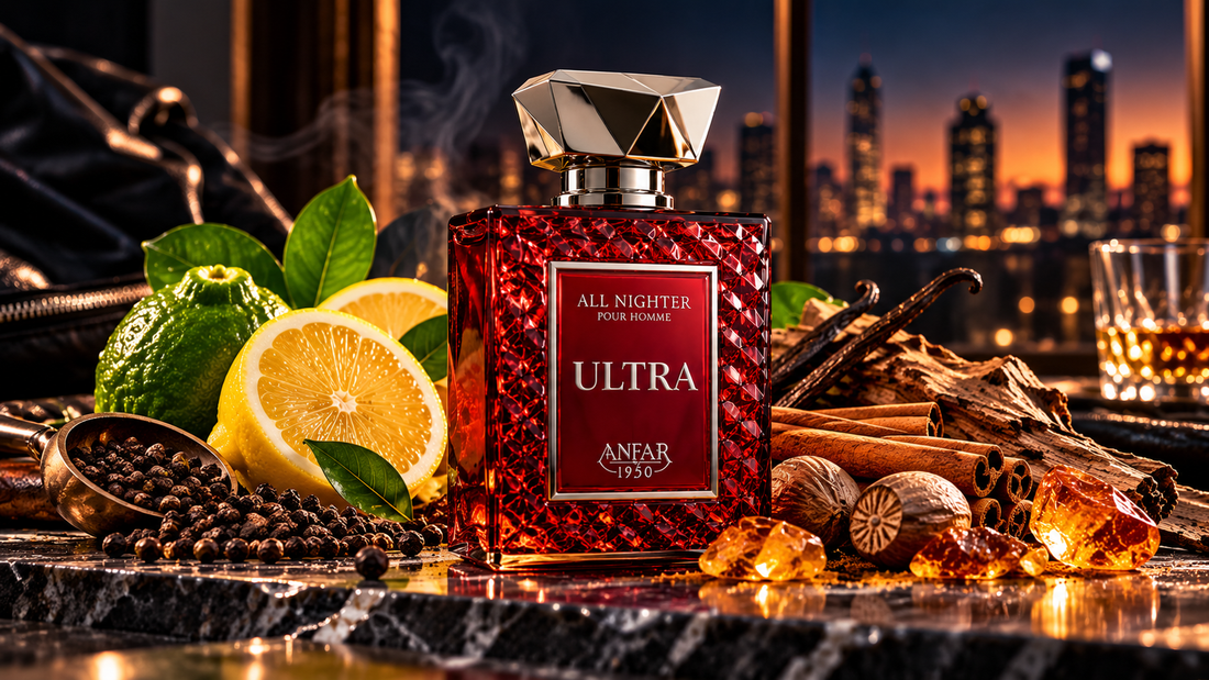 All Nighter Ultra by Anfar Extrait de Parfum with citrus, spices and woody notes