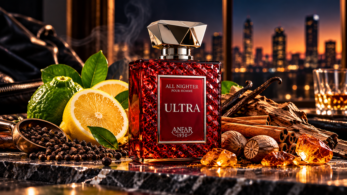 All Nighter Ultra by Anfar Extrait de Parfum with citrus, spices and woody notes