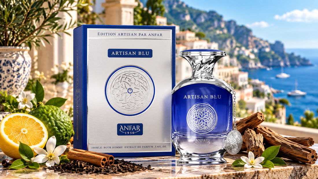 Artisan Blu by Anfar Extrait de Parfum with fresh citrus, tea and woody notes