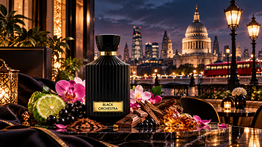 Black Orchestra Perfume with floral, citrus and woody notes in London UK