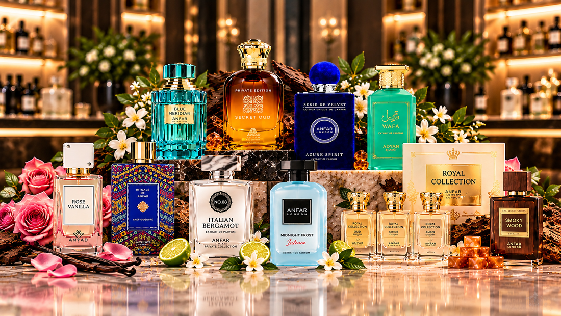 Hidden gem luxury perfumes for men and women from London Musk featuring oud, floral, citrus and woody fragrances