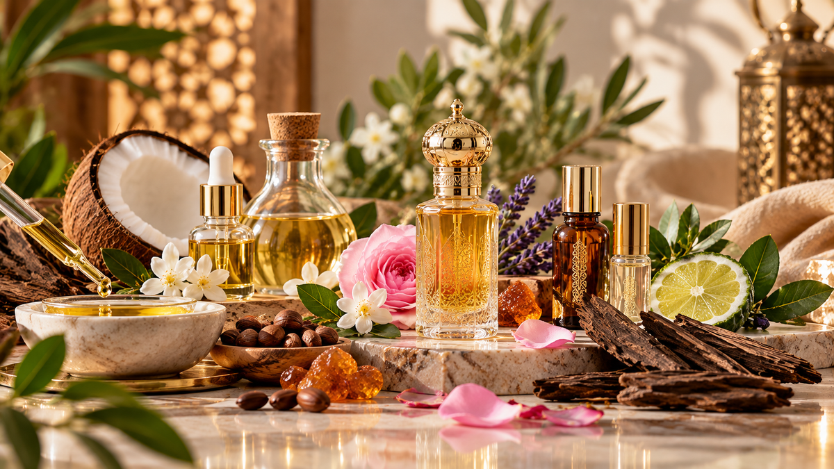 Non alcoholic perfume with natural oils and botanical fragrance ingredients