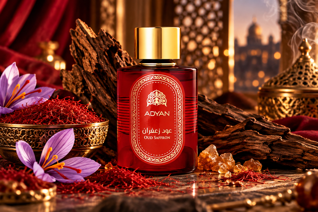 Oud Saffron perfume with saffron and oud wood by London Musk UK