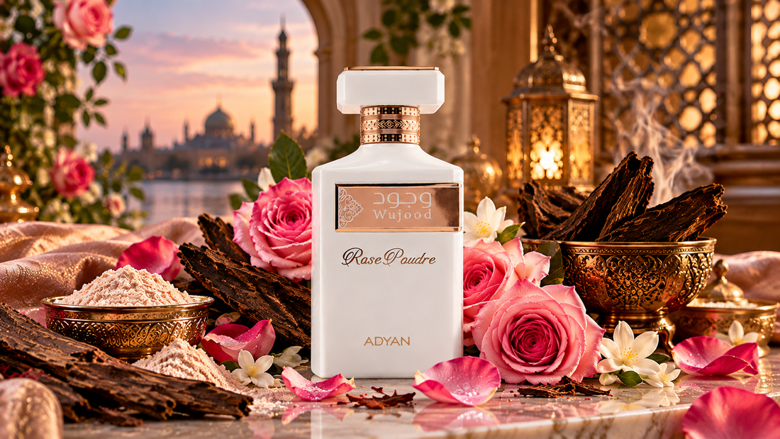 Wujood Rose Poudre by Adyan rose oud perfume with roses and oud wood