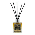A reed diffuser bottle with a clear glass container filled with amber liquid, a silver cap, and five black reeds. The front label reads 'Mokom-1 Ibrahim KOKUSU ODA KOKUSU' with a black and gold design.
